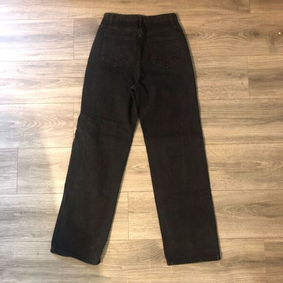 womens black destroyed ripped jeans wide leg boyfriend jeans size medium 6 - Picture 2 of 8